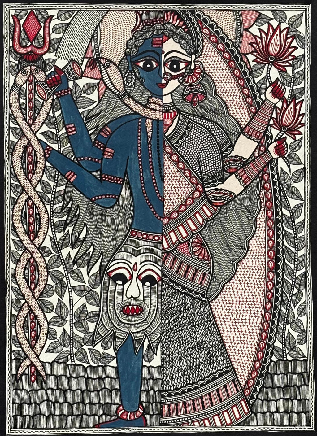 Ardhanarishwara in Madhubani by Abdhesh Kumar Karn Thumbnail