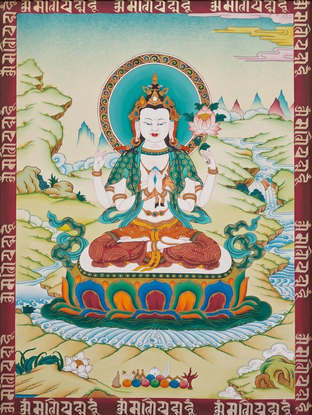 Avalokiteshwara in Thangka by Gyaltsen Zimba Thumbnail