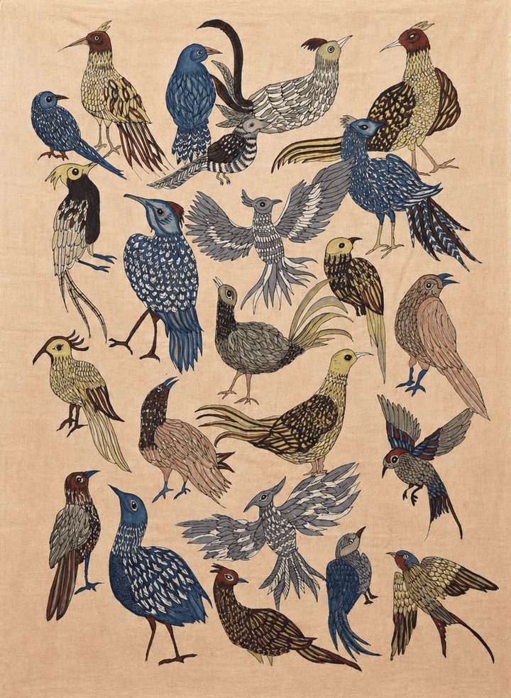 Avian Assembly in Kalamkari by Ghanshyam Sarode Thumbnail