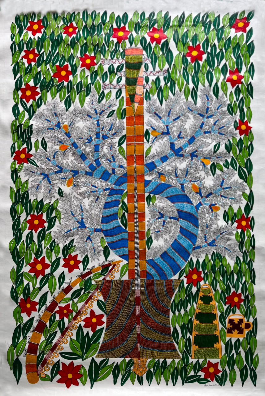 Baana and Saja Tree in Gond by Saroj Venkat Shyam Thumbnail