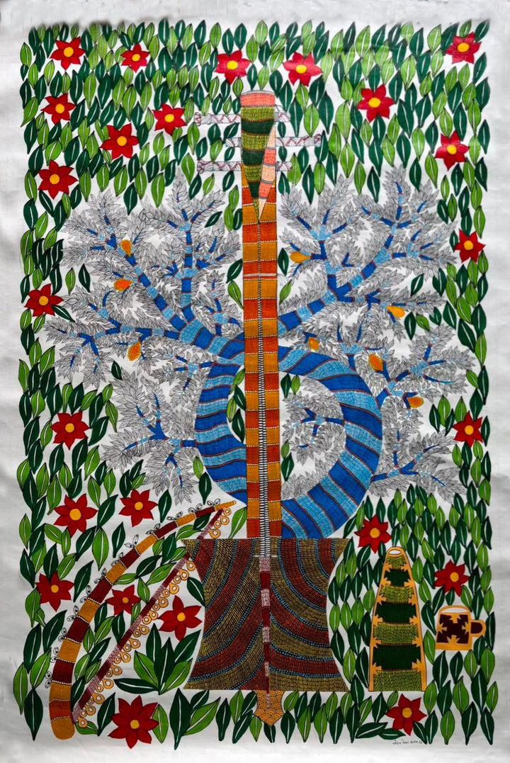 Baana and Saja Tree in Gond by Saroj Venkat Shyam Thumbnail