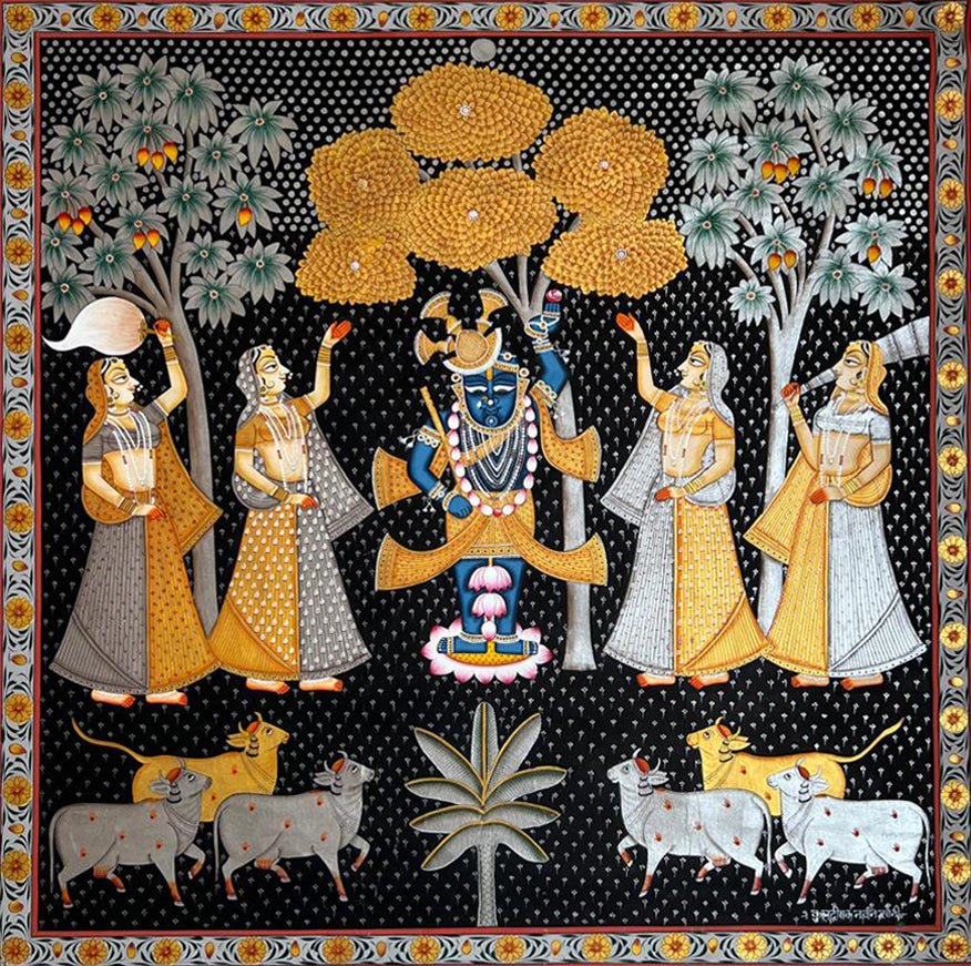 Beneath the Golden Kadamba: Shrinathji in Pichwai by Naveen Soni Thumbnail