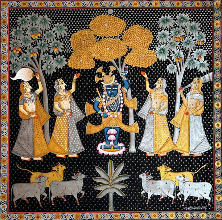 Beneath the Golden Kadamba: Shrinathji in Pichwai by Naveen Soni Thumbnail