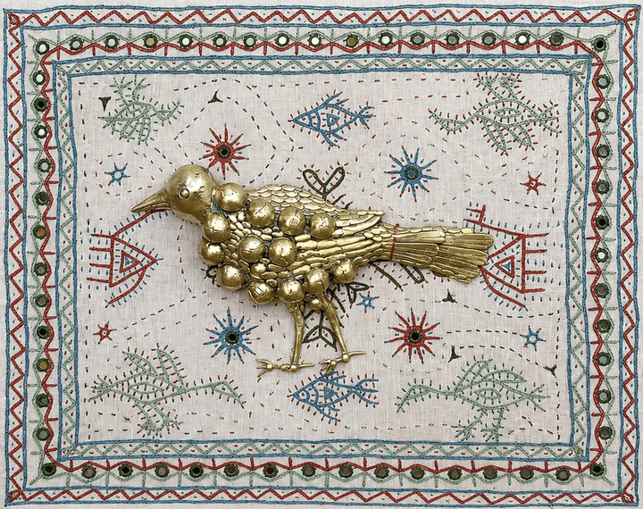 Bird in Dhokra and Kutch Embroidery Thumbnail