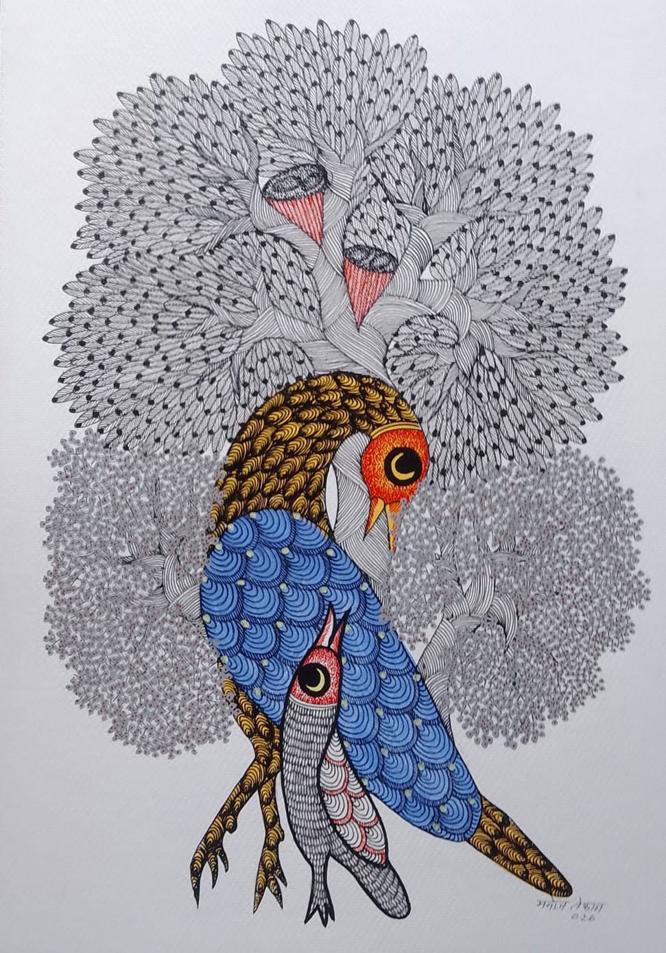 Bird's Abode in Gond by Manoj Tekam Thumbnail