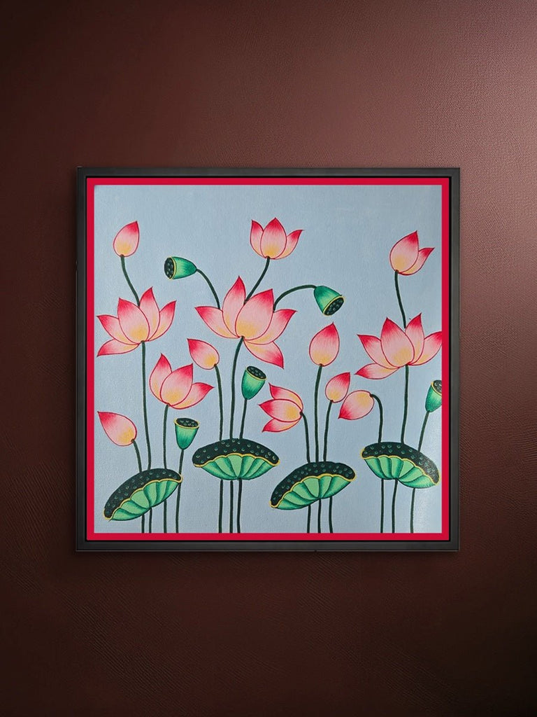 Bloomed Lotuses Painting in Pichwai by Shehzaad Ali Sherani