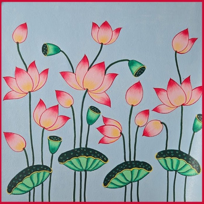 Bloomed Lotuses Painting in Pichwai by Shehzaad Ali Sherani Thumbnail
