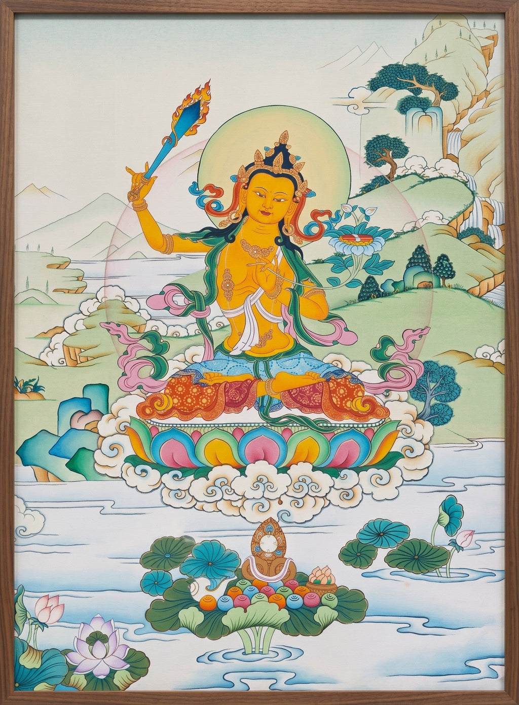Bodhisattva Manjushri in Thangka by Gyaltsen Zimba Thumbnail