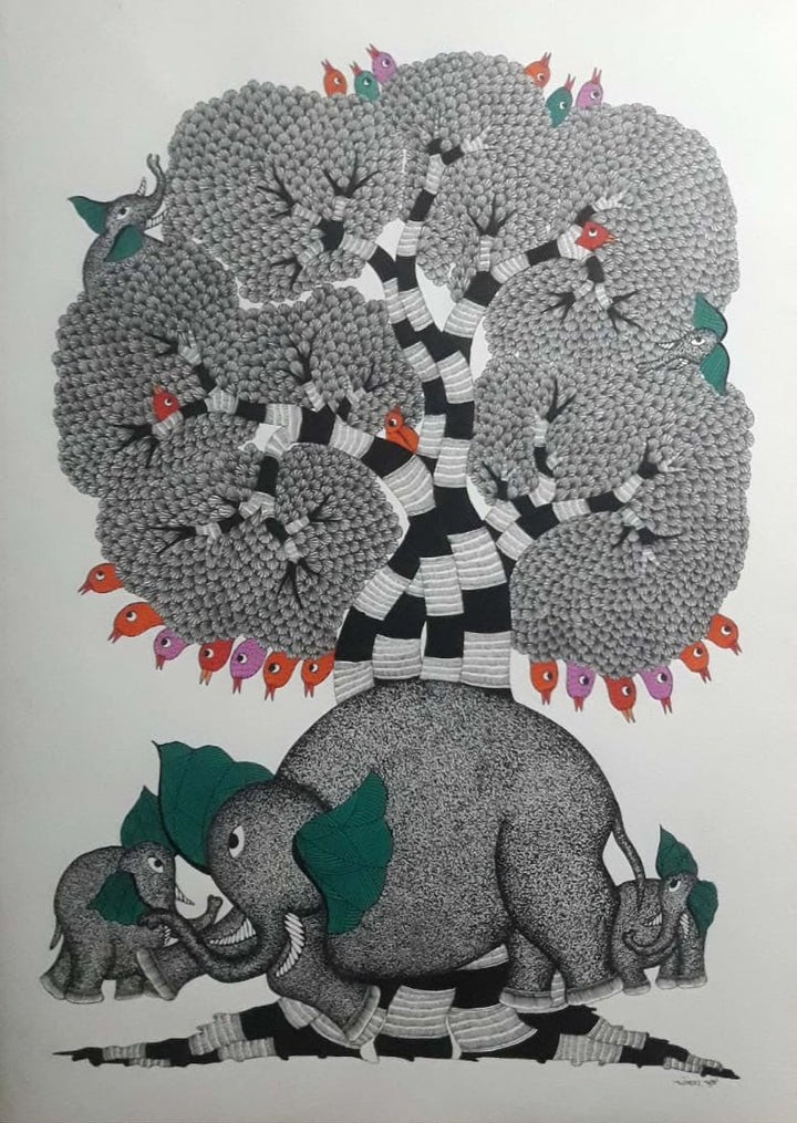 Branches of Belonging in Gond by Dhneshwar Dhurwey Thumbnail