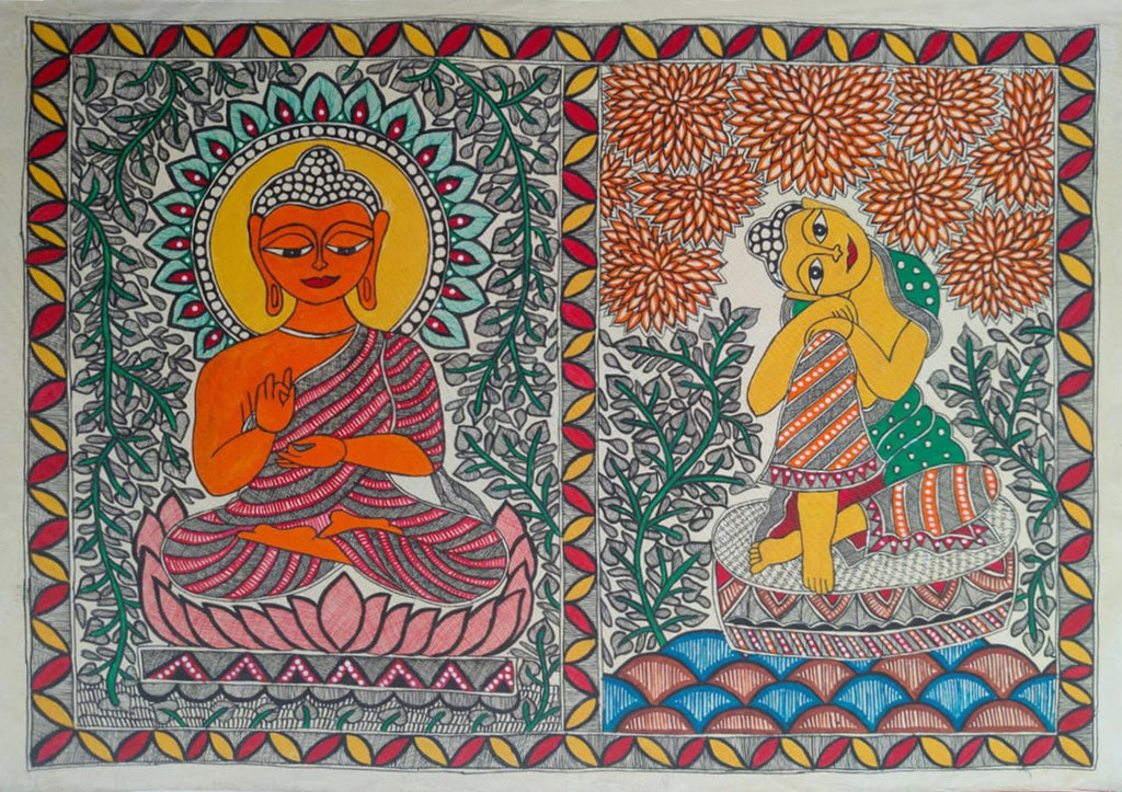 Buddha in Madhubani by Ambika Devi Thumbnail