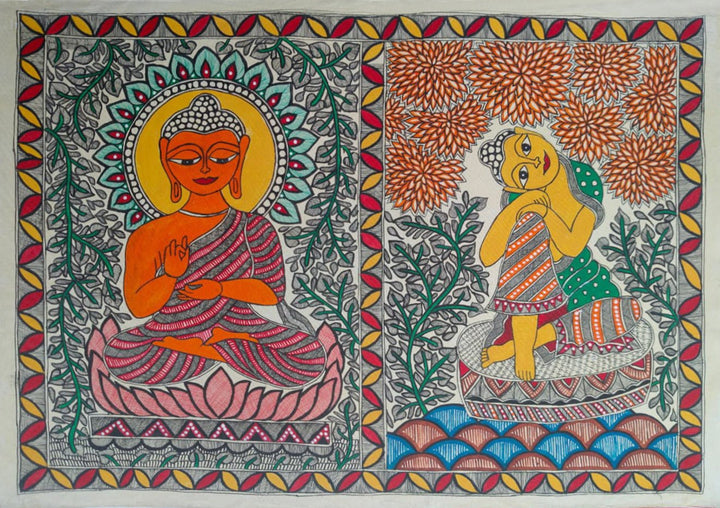 Buddha in Madhubani by Ambika Devi Thumbnail