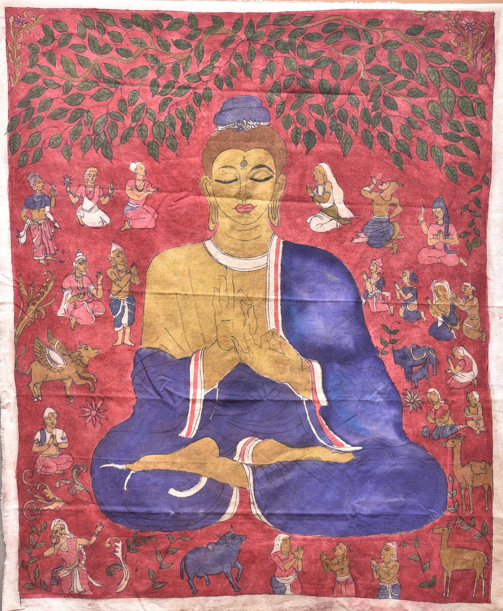 Buddha Sitting Under the Bodhi Tree in Kalamkari by Ghanshyam Sarode Thumbnail