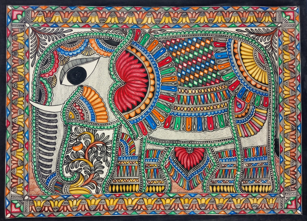 Ceremonial Elephant in Madhubani by Pratima Bharti Thumbnail
