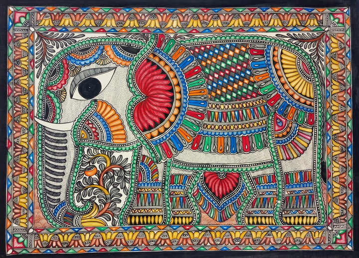 Ceremonial Elephant in Madhubani by Pratima Bharti Thumbnail