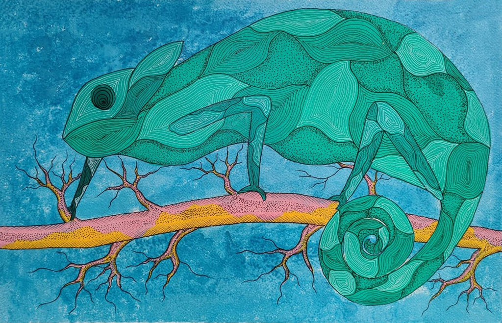 Chameleon in Gond by Sandeep Dhurve Thumbnail