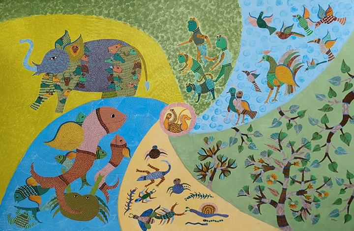 Chaurasi Yoni in Gond by Kailash Pradhan Thumbnail