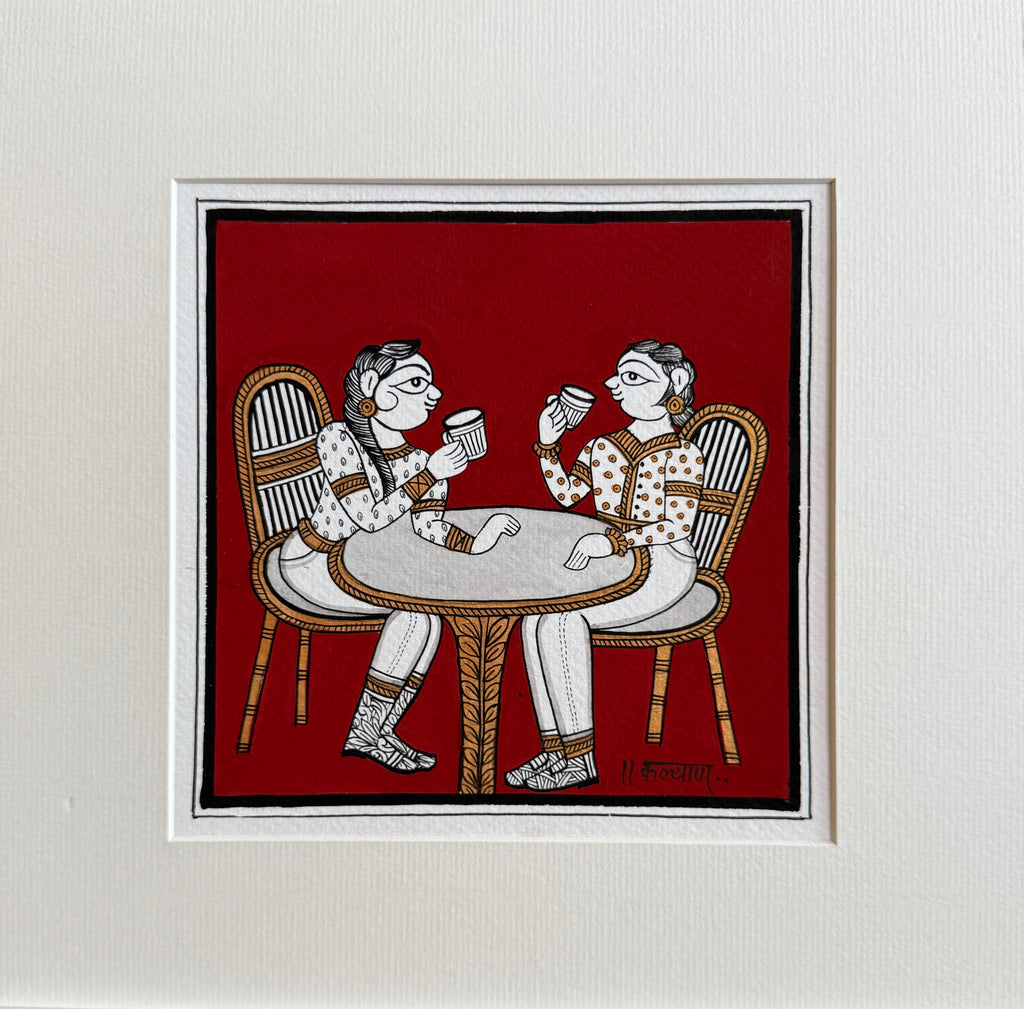 Coffee and Conversation: A Phad Painting by Kalyan Joshi Thumbnail