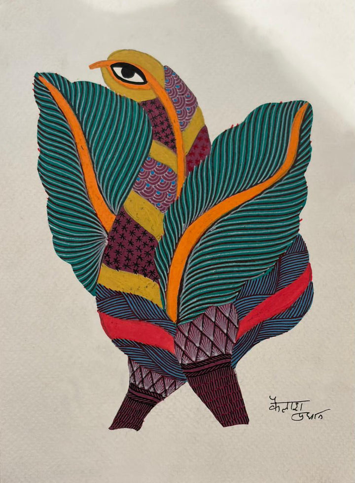 Colorful Bird in Gond by Kailash Pradhan Thumbnail