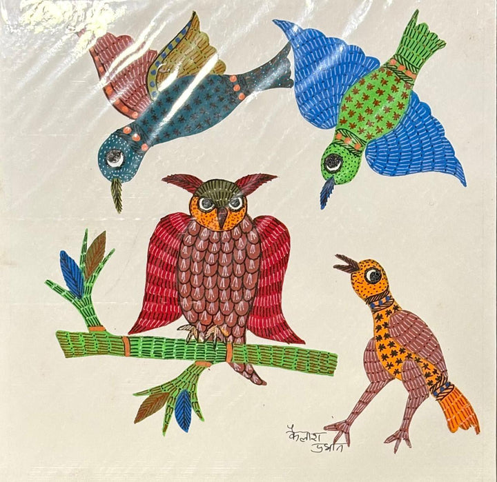 Council of birds in Gond by Kailash Pradhan Thumbnail
