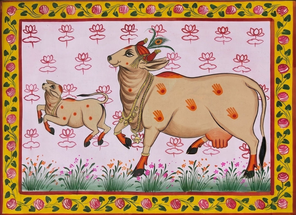 Cow and Calf in Pichwai by Jayesh Sharma Thumbnail