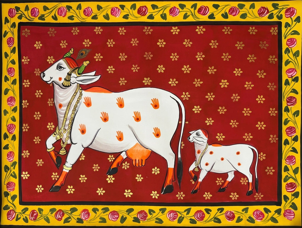Cow and Calf in Pichwai by Jayesh Sharma Thumbnail