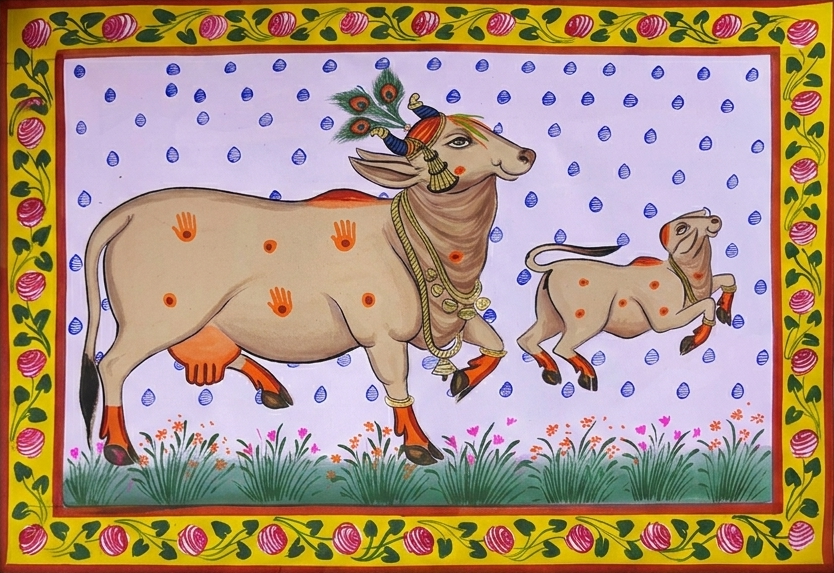 Cow and Calf in Pichwai by Jayesh Sharma Thumbnail
