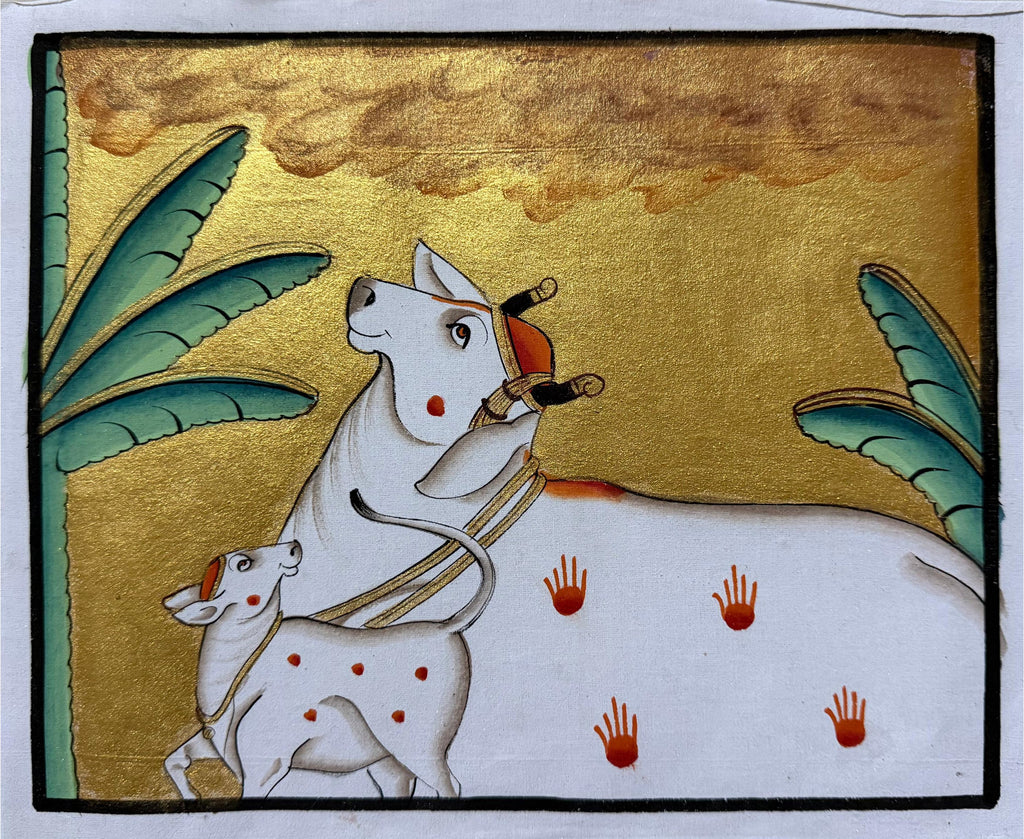 Cow and calf in Pichwai by Naveen Soni Thumbnail