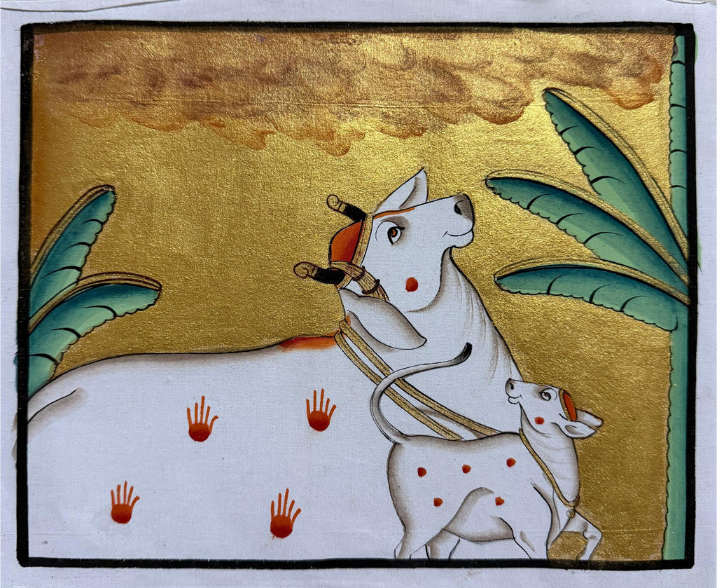Cow and calf in Pichwai by Naveen Soni Thumbnail