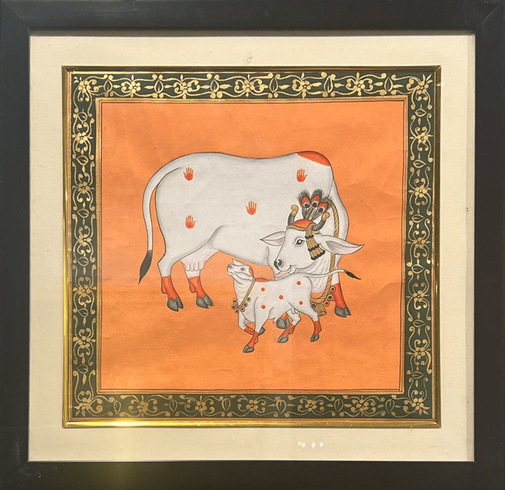 Cow and Calf In Pichwai by Shehzaad Ali Sherani Thumbnail