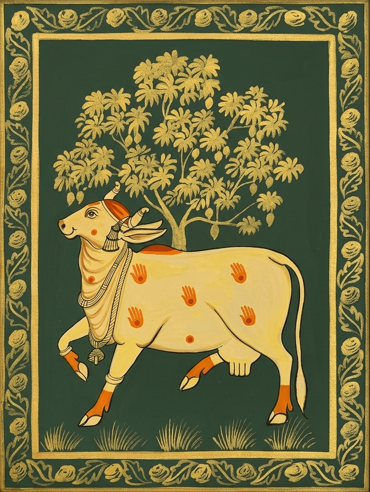 Cow seeking Shade under a Tree in Pichwai by Jayesh Sharma Thumbnail