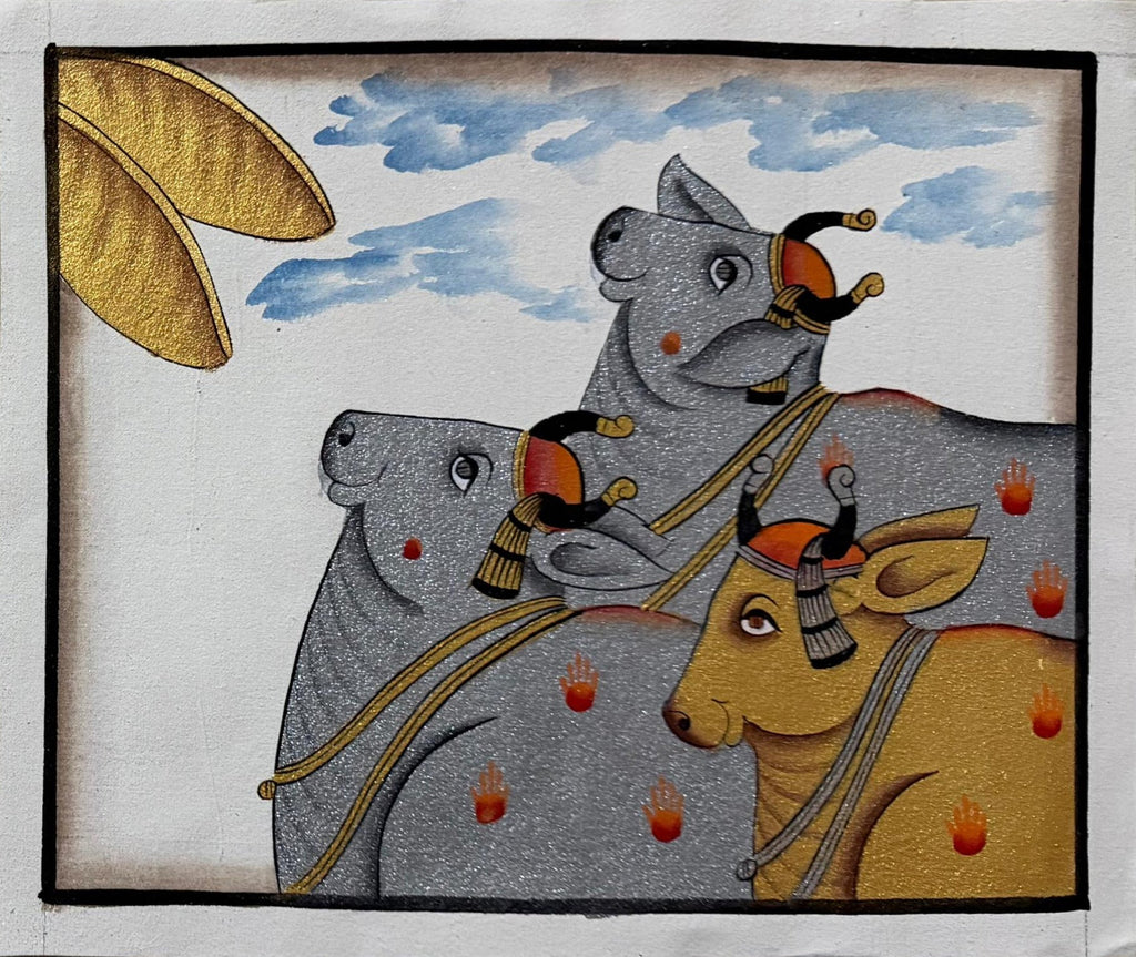 Cows under pretty skies in Pichwai by Naveen Soni Thumbnail
