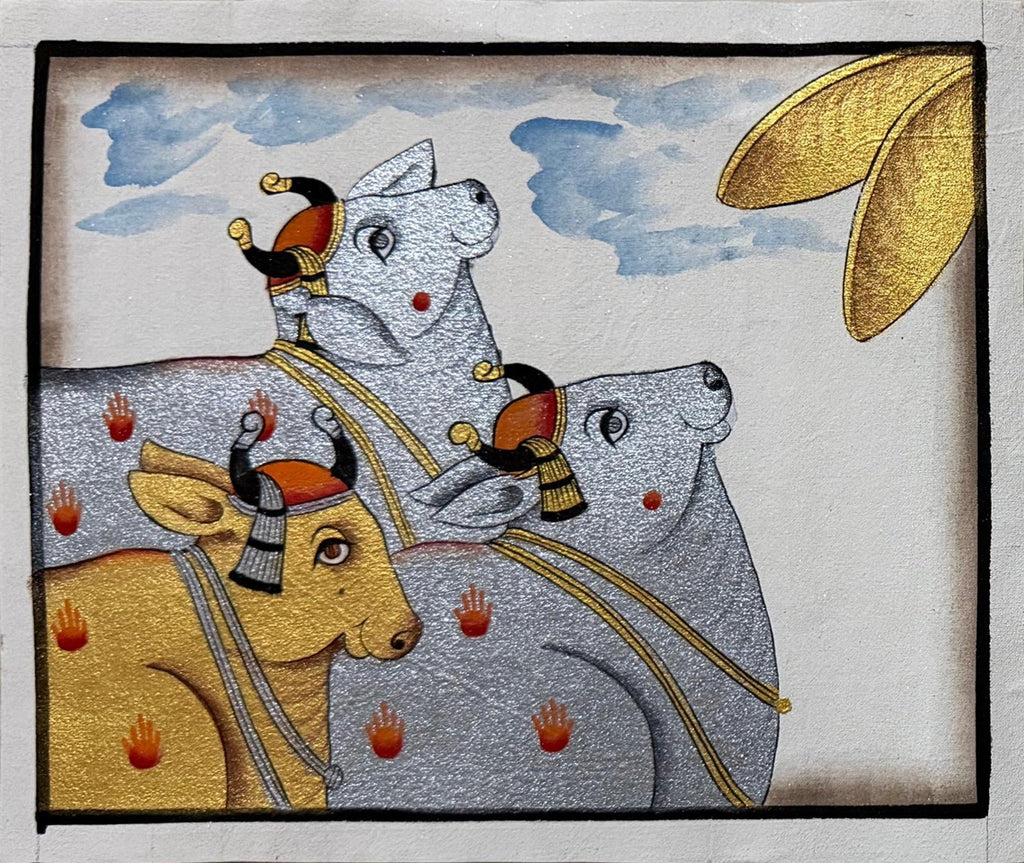 Cows under pretty skies in Pichwai by Naveen Soni Thumbnail