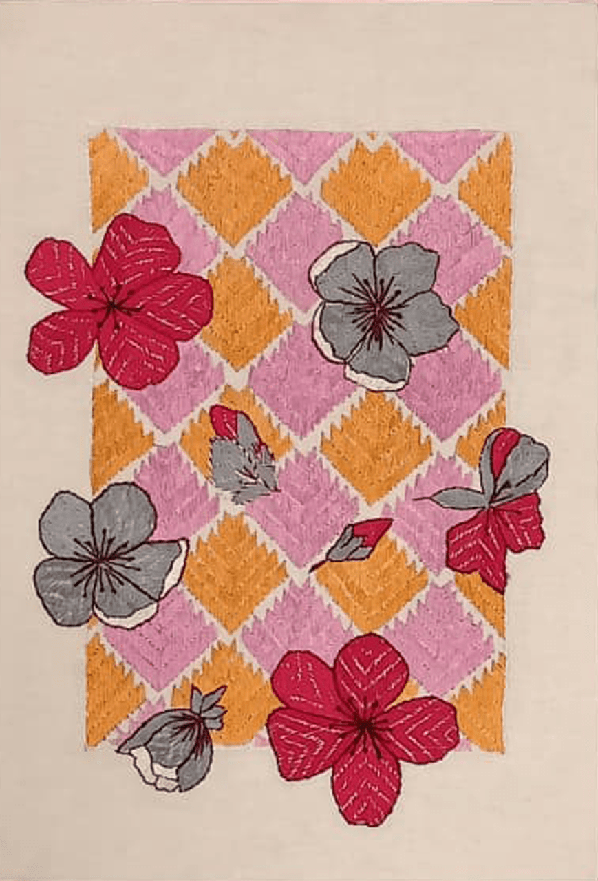 Crimson blossoms in Phulkari by Harjeet Kaur Thumbnail