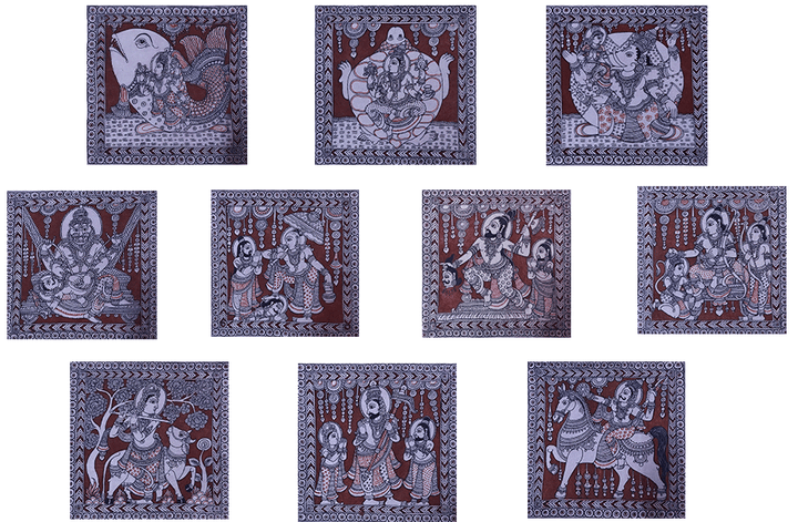 Dashavatar: The Ten Avatars of Vishnu in Kalamkari by Harinath N. Thumbnail