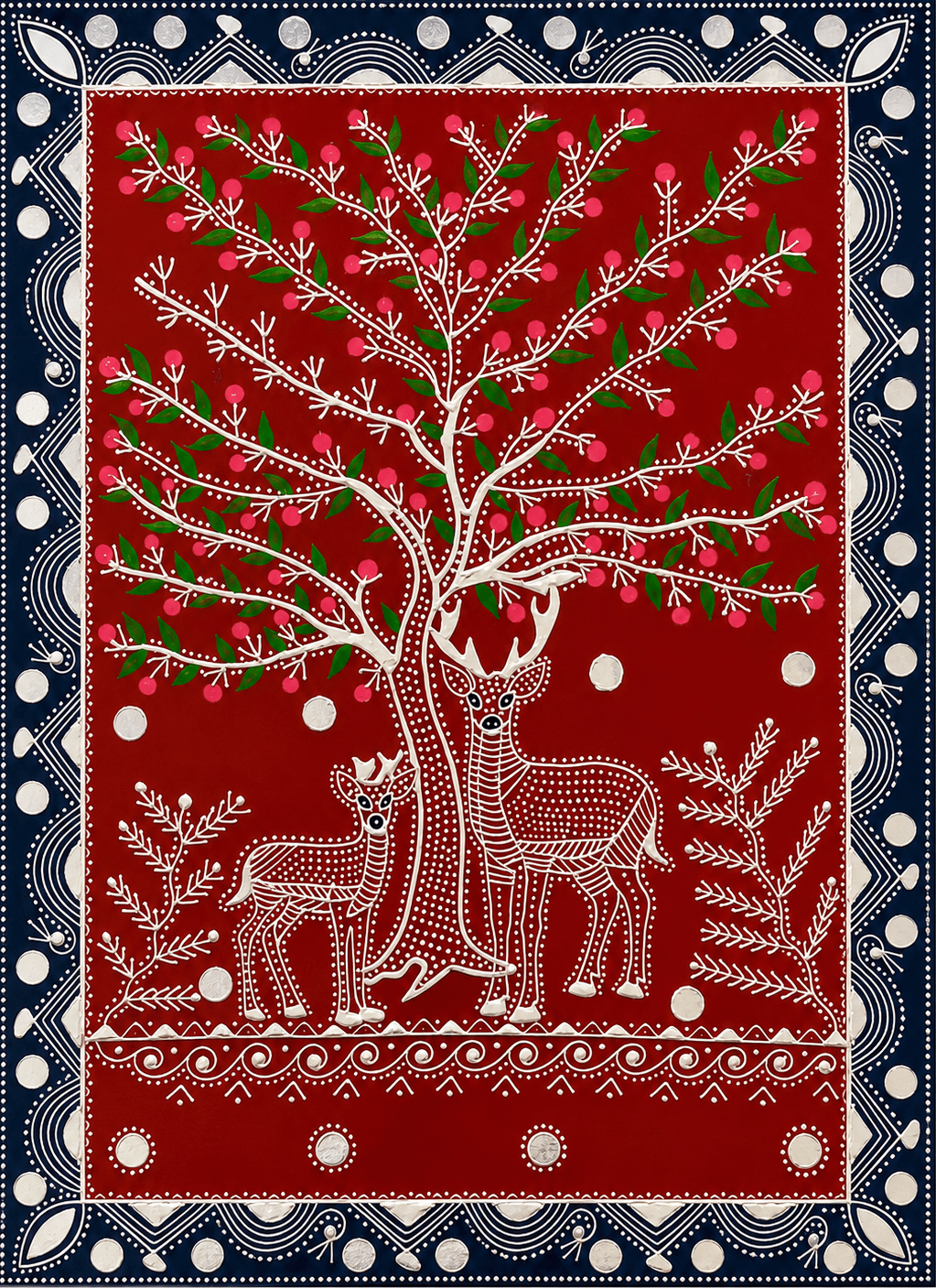 Deer under the Tree in Mandana by Kaluram Meghvanshi Thumbnail