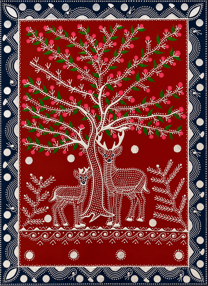 Deer under the Tree in Mandana by Kaluram Meghvanshi Thumbnail