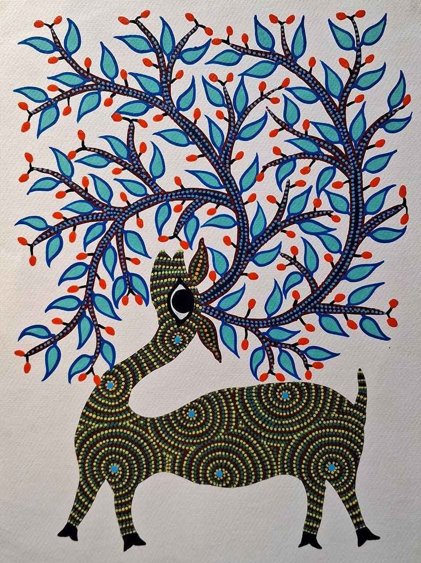 Deer with Majestic Antlers in Bhil by Kamlesh Parmar Thumbnail