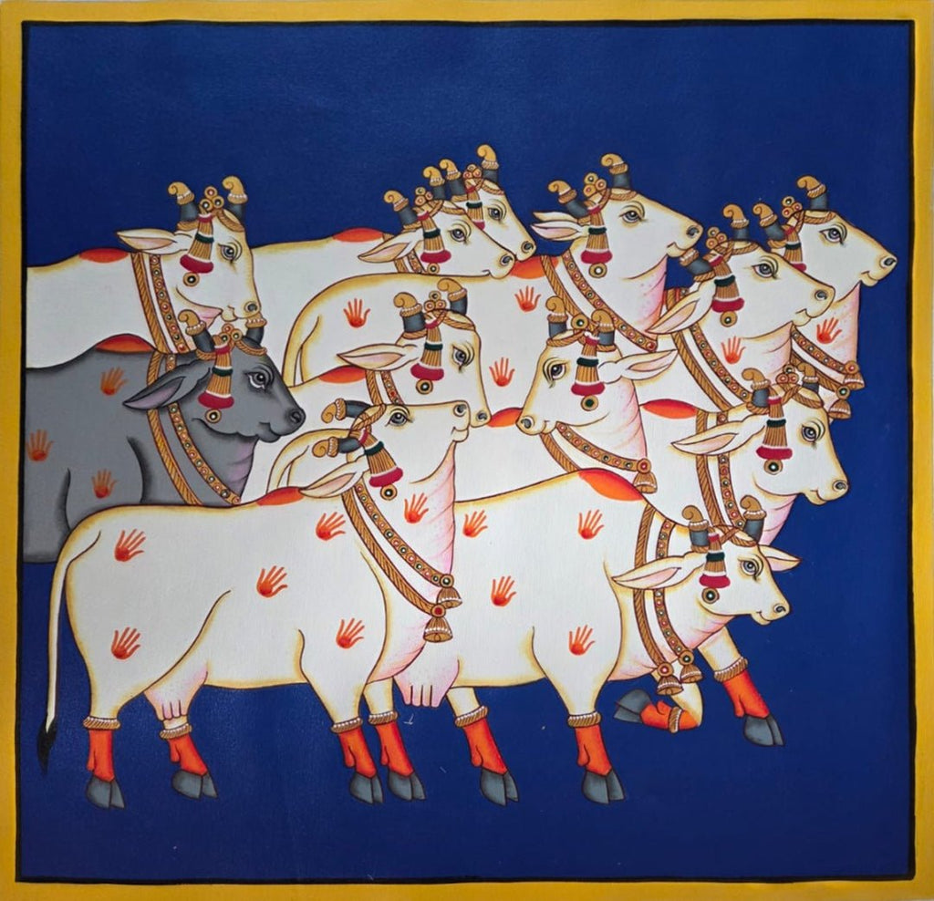 Divine Echoes: Night's Embrace, Pichwai by Shehzaad Ali Sherani Thumbnail