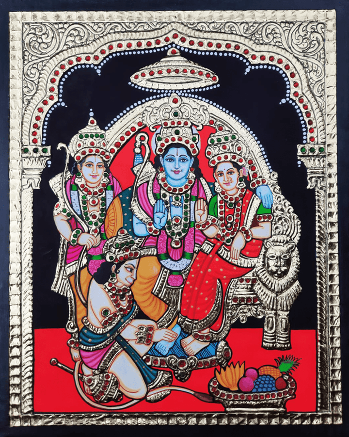 Divine Sovereignty: Ram Darbar in Tanjore Painting by Sanjay Tandekar Thumbnail