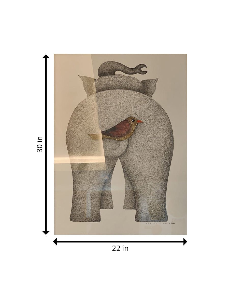 Elephant and Bird: Nature's Companions in Gond by Venkat Shyam Thumbnail