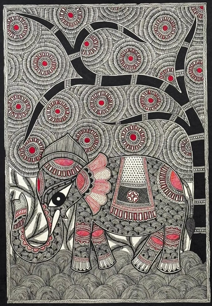 Elephant in Madhubani by Abdhesh Kumar Karn Thumbnail