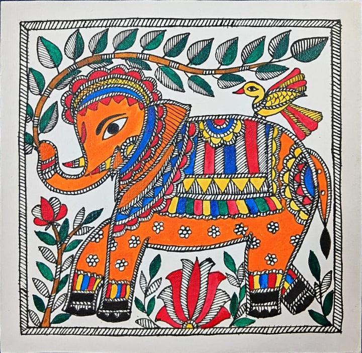 Elephant in Madhubani by Priti Karn Thumbnail
