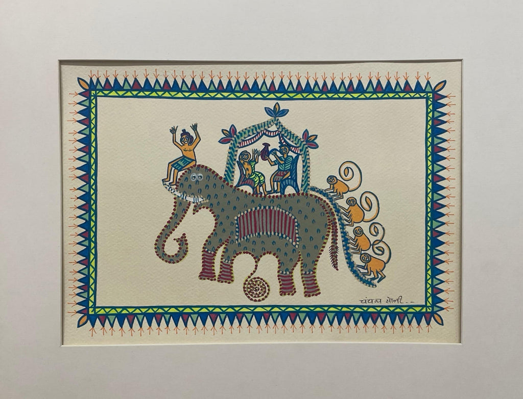 Elephant Savari In Pithora art by Chanchal Soni Thumbnail