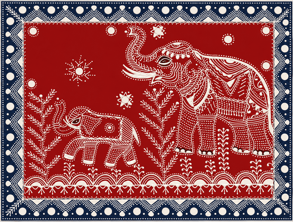 Elephants in Mandana by Kaluram Meghvanshi Thumbnail