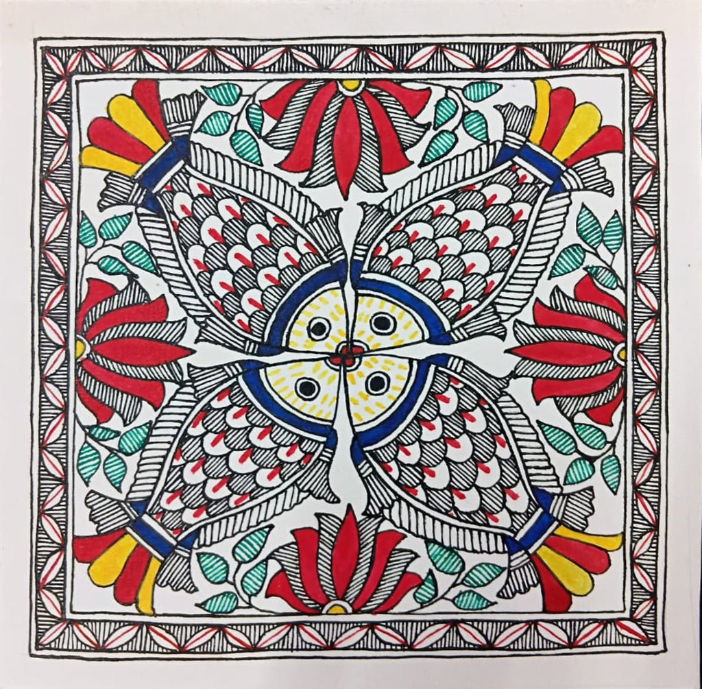 Fish and flowers in Madhubani by Priti Karn Thumbnail