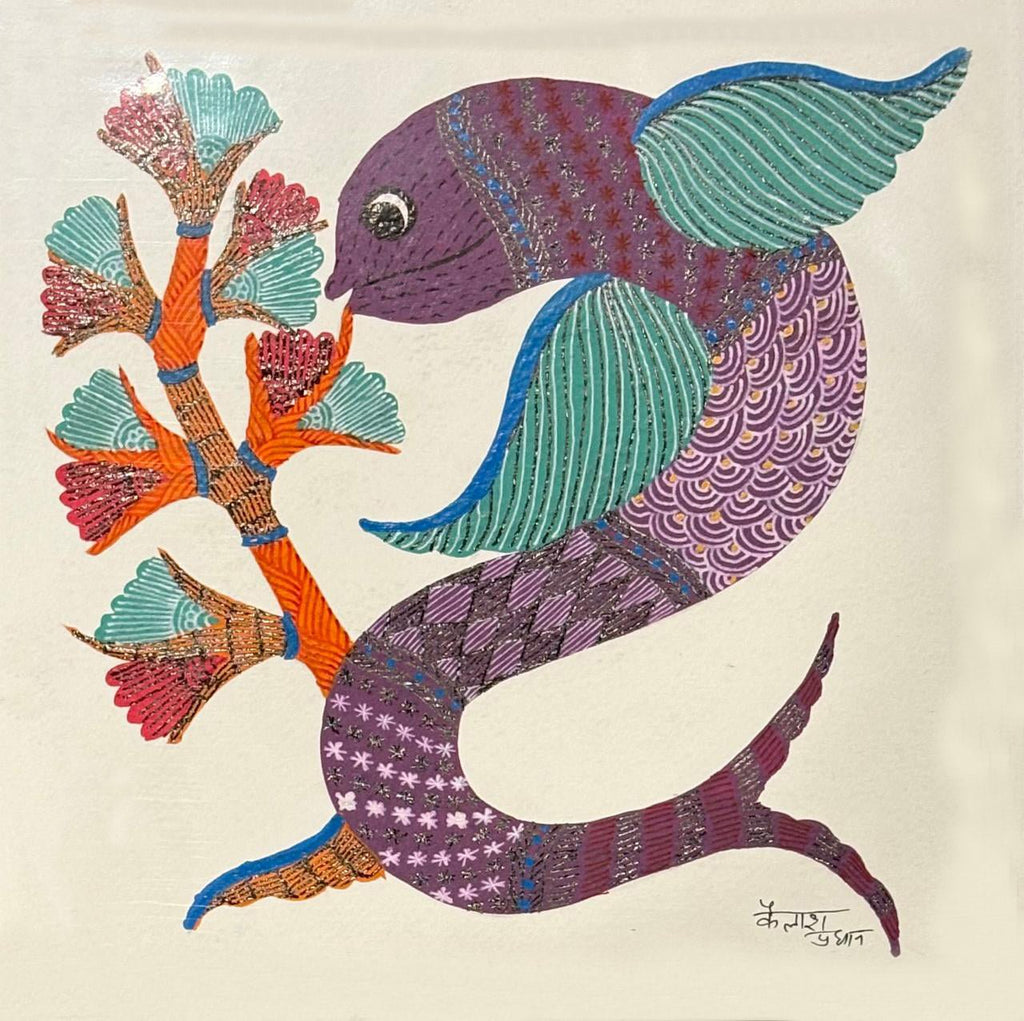 Fish and tree in Gond by Kailash Pradhan Thumbnail