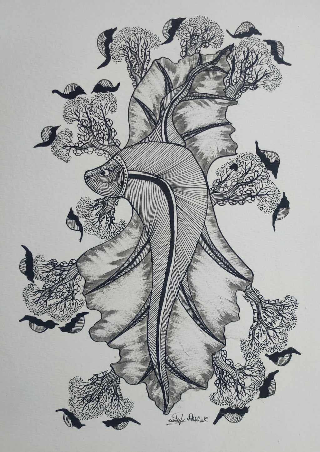 Fishes and Trees: Where Earth Meets Water in Gond by Sandeep Dhurve Thumbnail