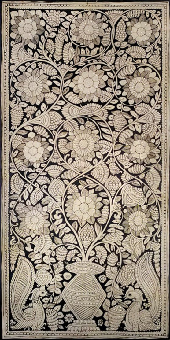 Floral Abundance: Monochrome Tree of Life in Tholu Bommalata by Sindhe Siva Thumbnail