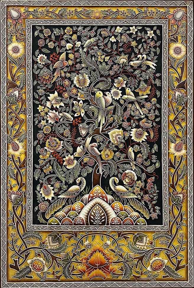 Floral Extravagance: Tree of Life in Stone Dust painting by Amita Sachdeva Thumbnail