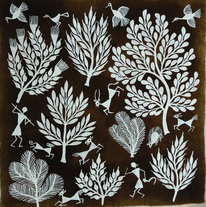 Forest Foraging in Warli by Dilip Bahotha Thumbnail